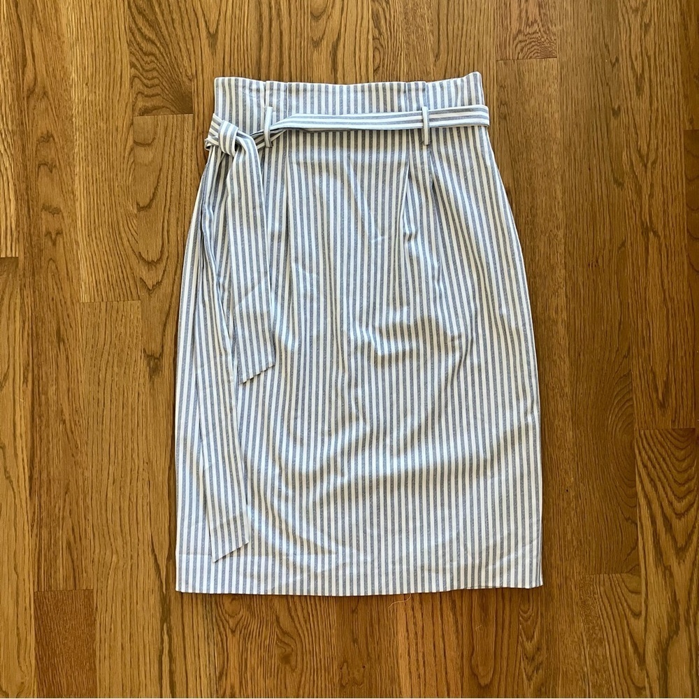 Antonio Melani High Waist Pencil Midi Blue & White Stripe Skirt (6)